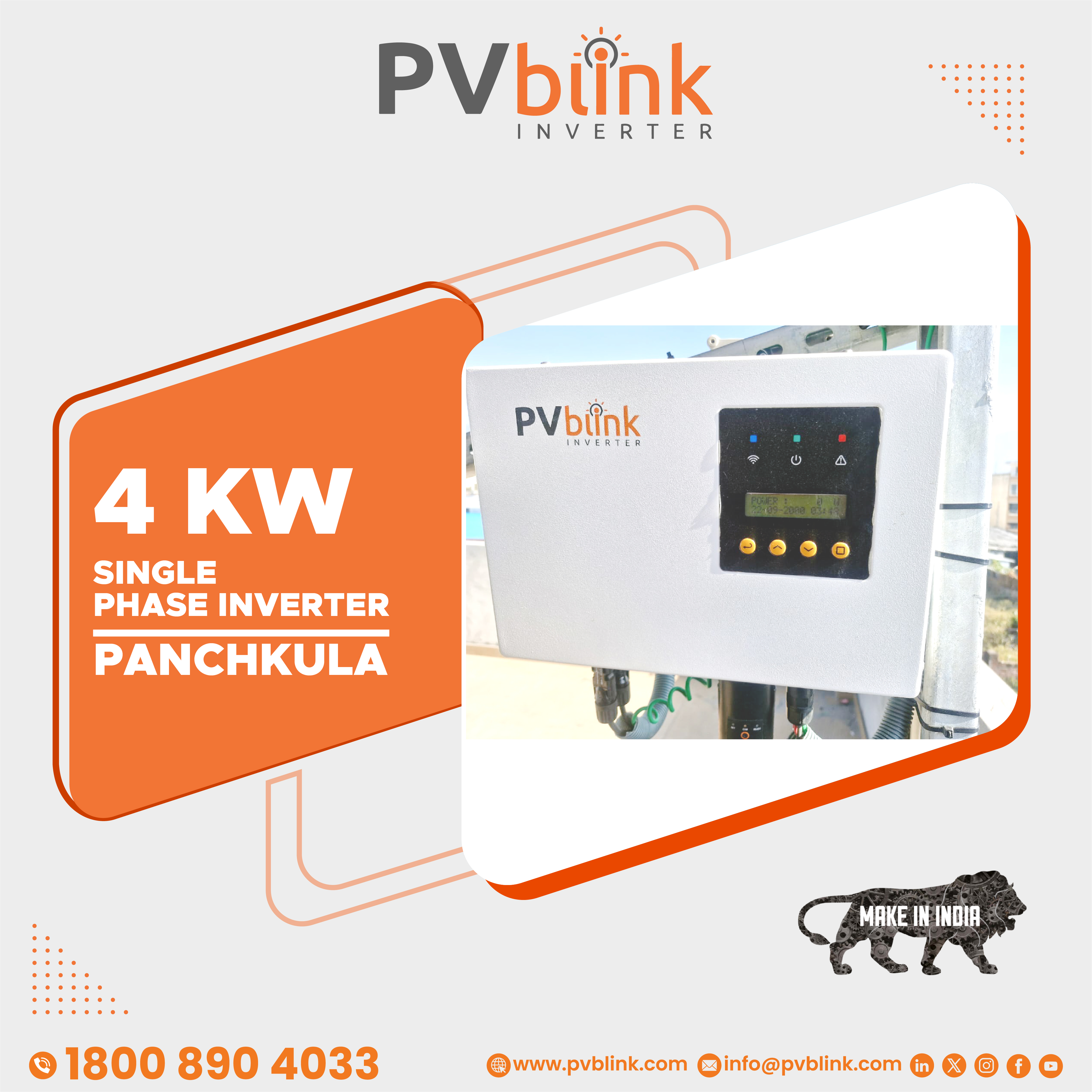 PVblink Single Phase 4KW Solar Inverter at Panchkula, Haryana