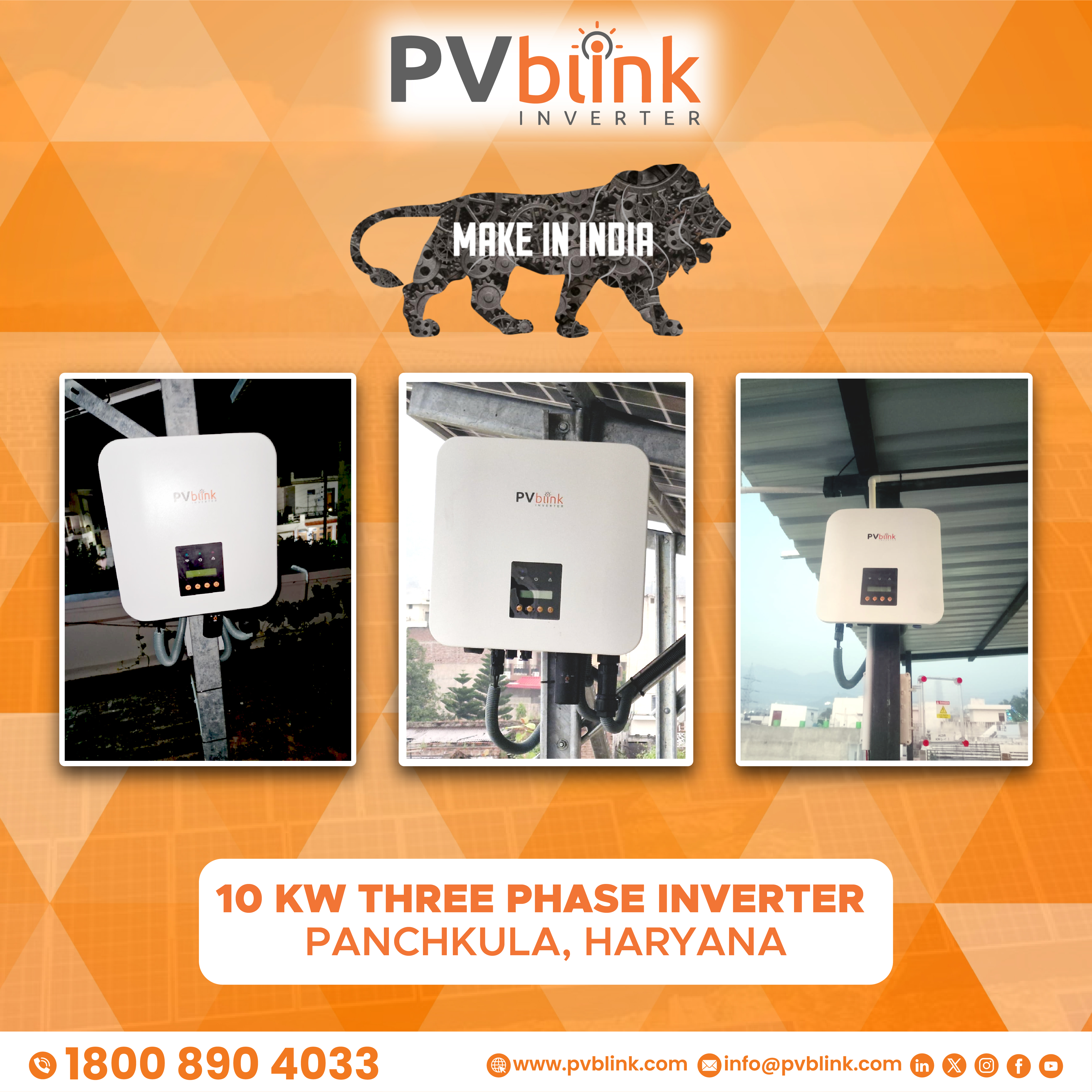 PVblink Single Phase 10KW Solar Inverter at Panchkula, Haryana