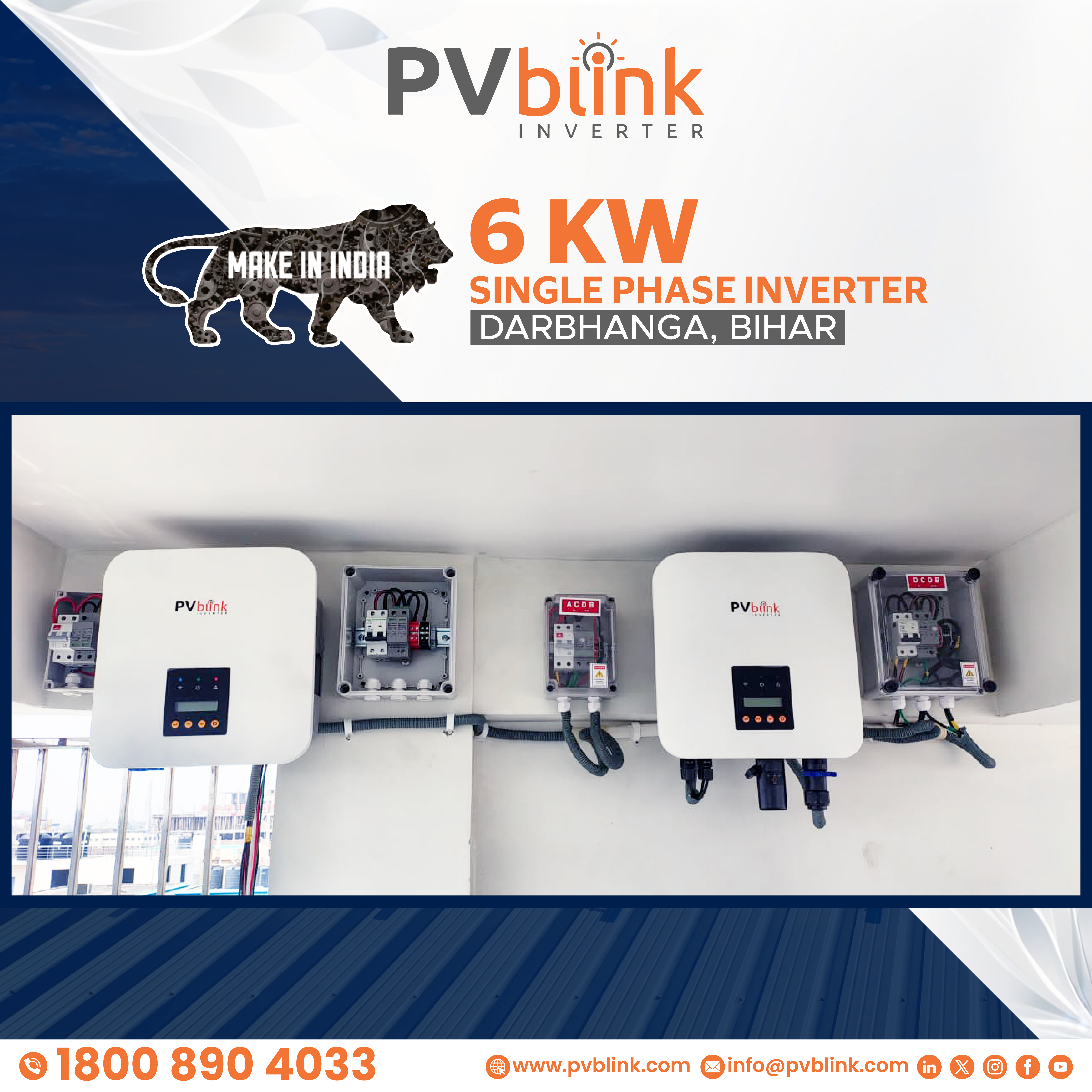 PVblink Inverter 6KW Single Phase installed in a solar power system in Darbhanga, Bihar