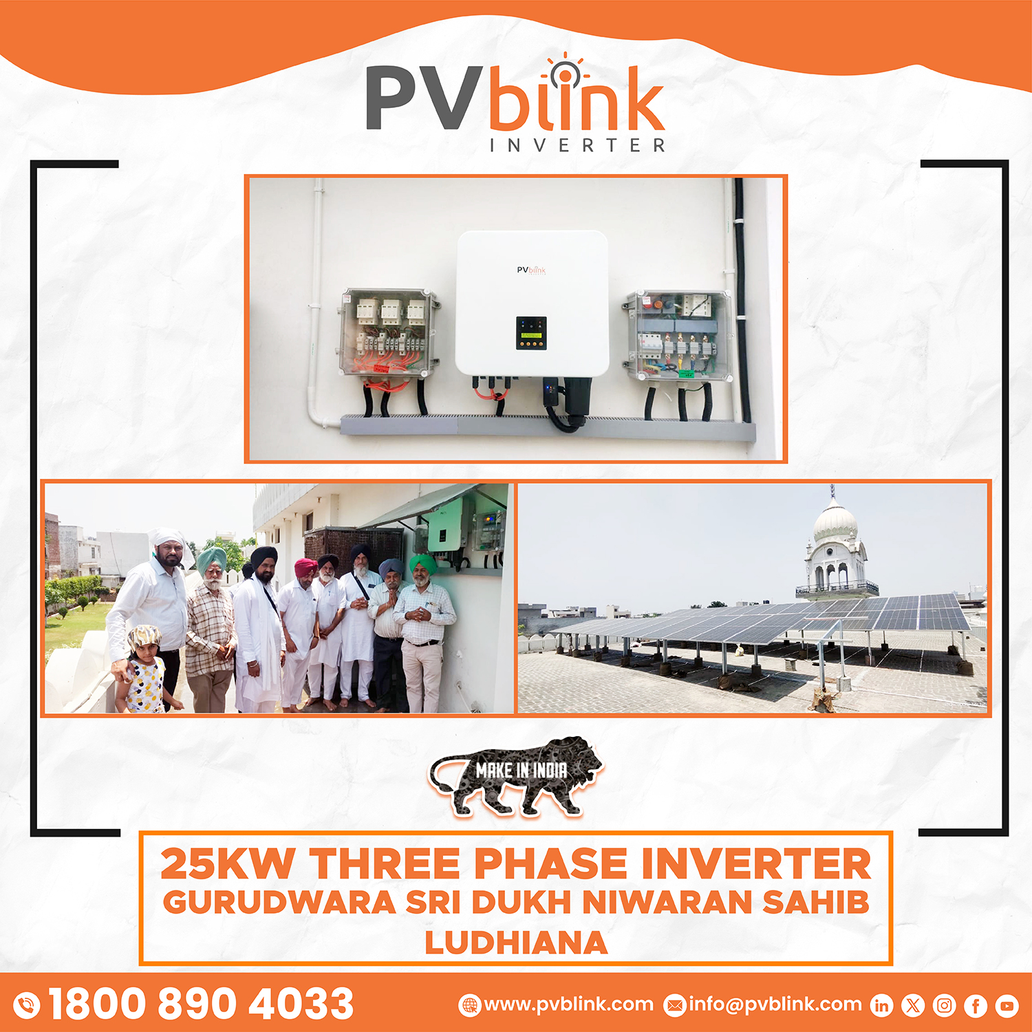 PVblink 25KW Three Phase Inverter Installed in Ludhiana